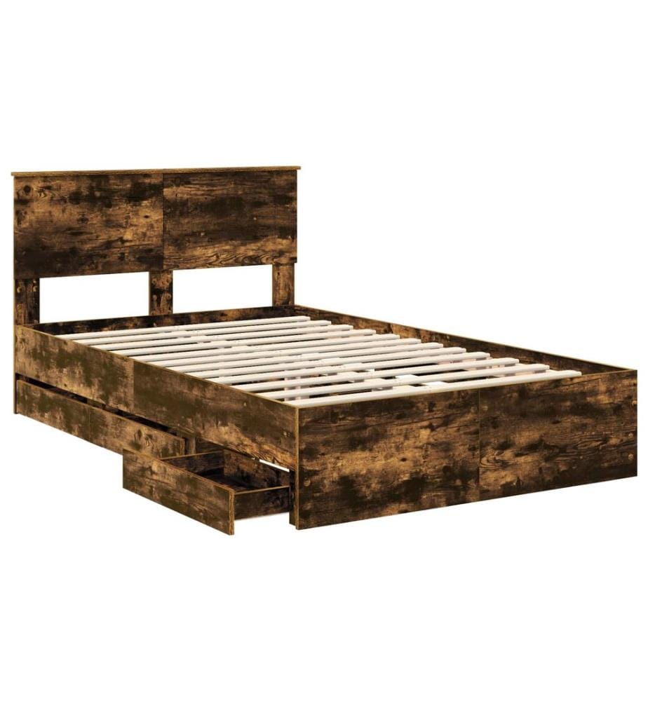 Bettrahmen Geräucherte Eiche 135 x 190 cm Ingenieurs Holz