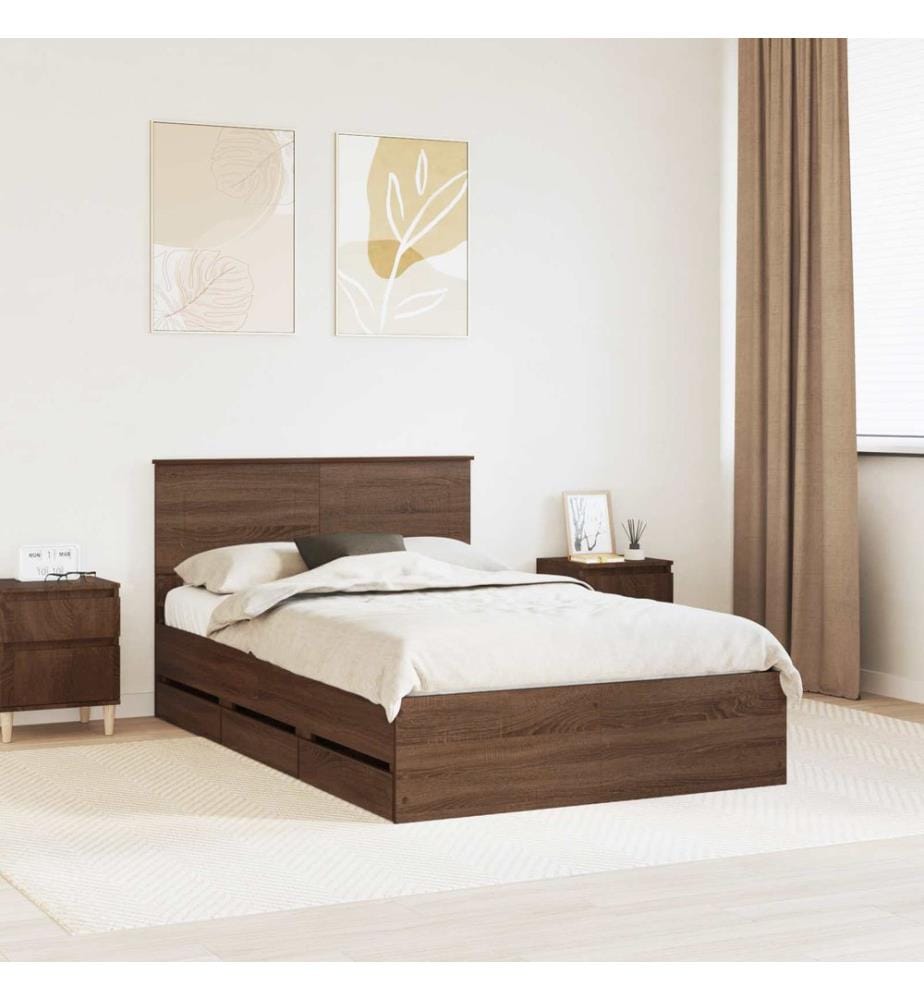 Bettrahmen Braun Eichen-Optik 135 x 190 cm Ingenieurs Holz