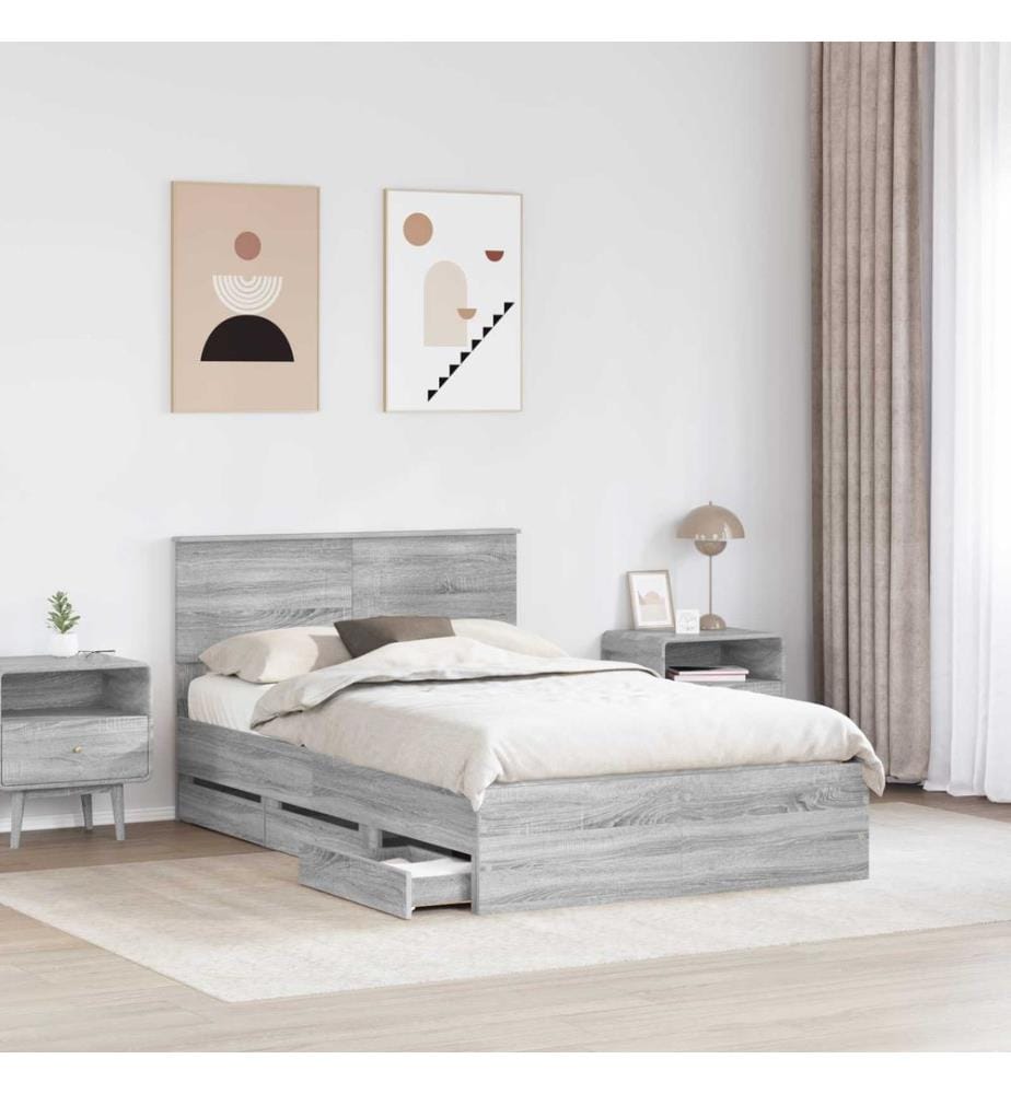 Cadre de lit Gris Sonoma 120 x 190 cm Bois Ingénierie