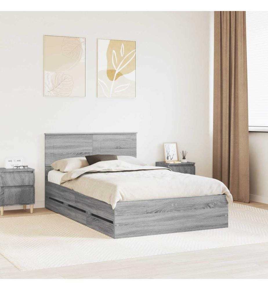 Cadre de lit Gris Sonoma 120 x 200 cm Bois Ingénierie