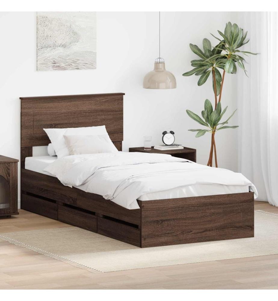 Bettrahmen Braun Eichen-Optik 100 x 200 cm Ingenieurs Holz