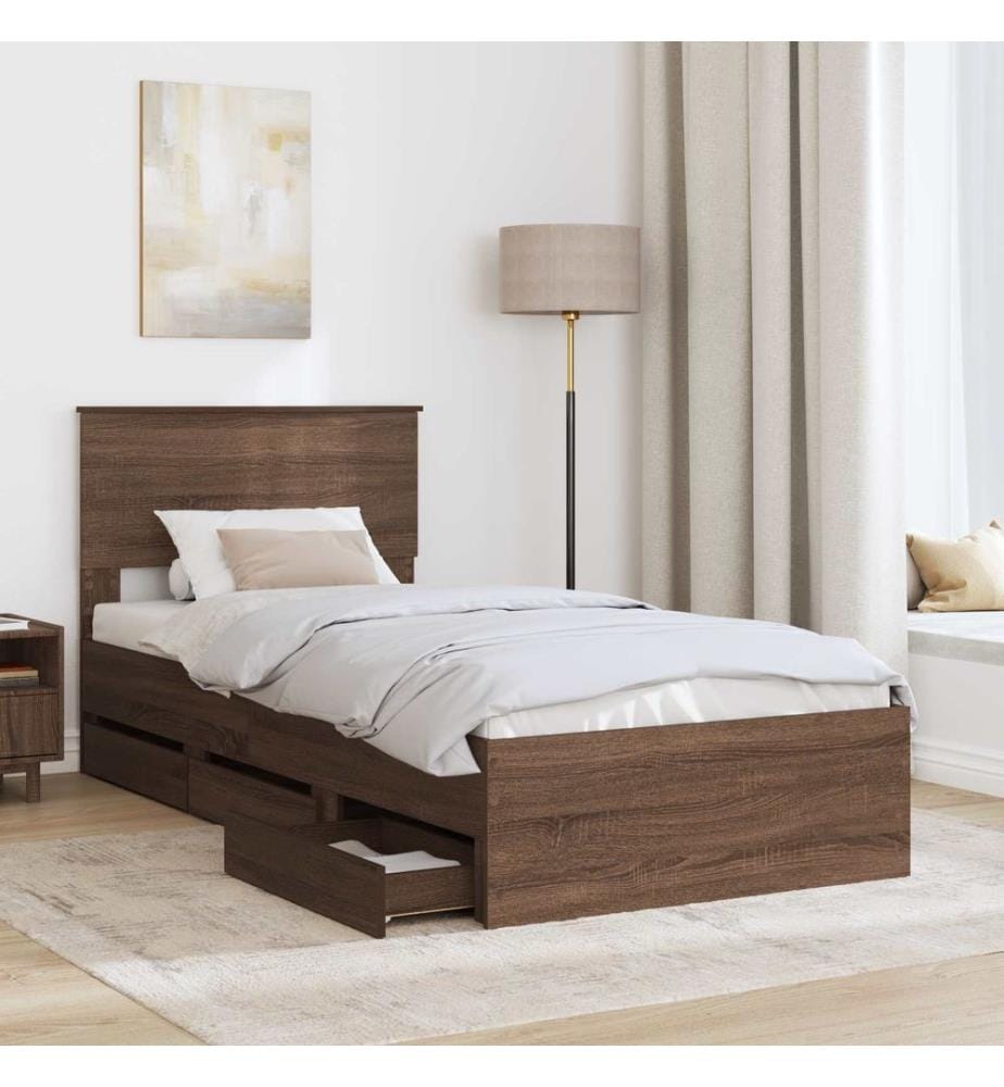 Bettrahmen Braun Eichen-Optik 100 x 200 cm Ingenieurs Holz