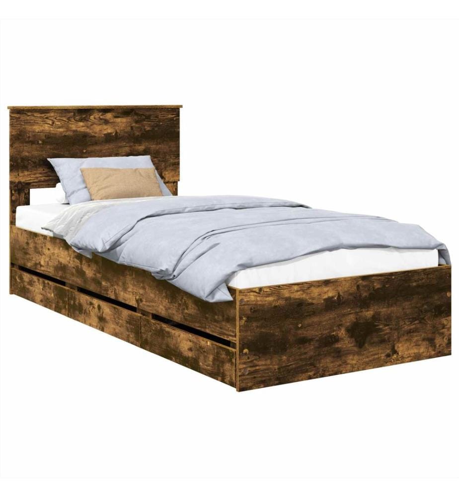 Bettrahmen Geräucherte Eiche 90 x 190 cm Ingenieurs Holz