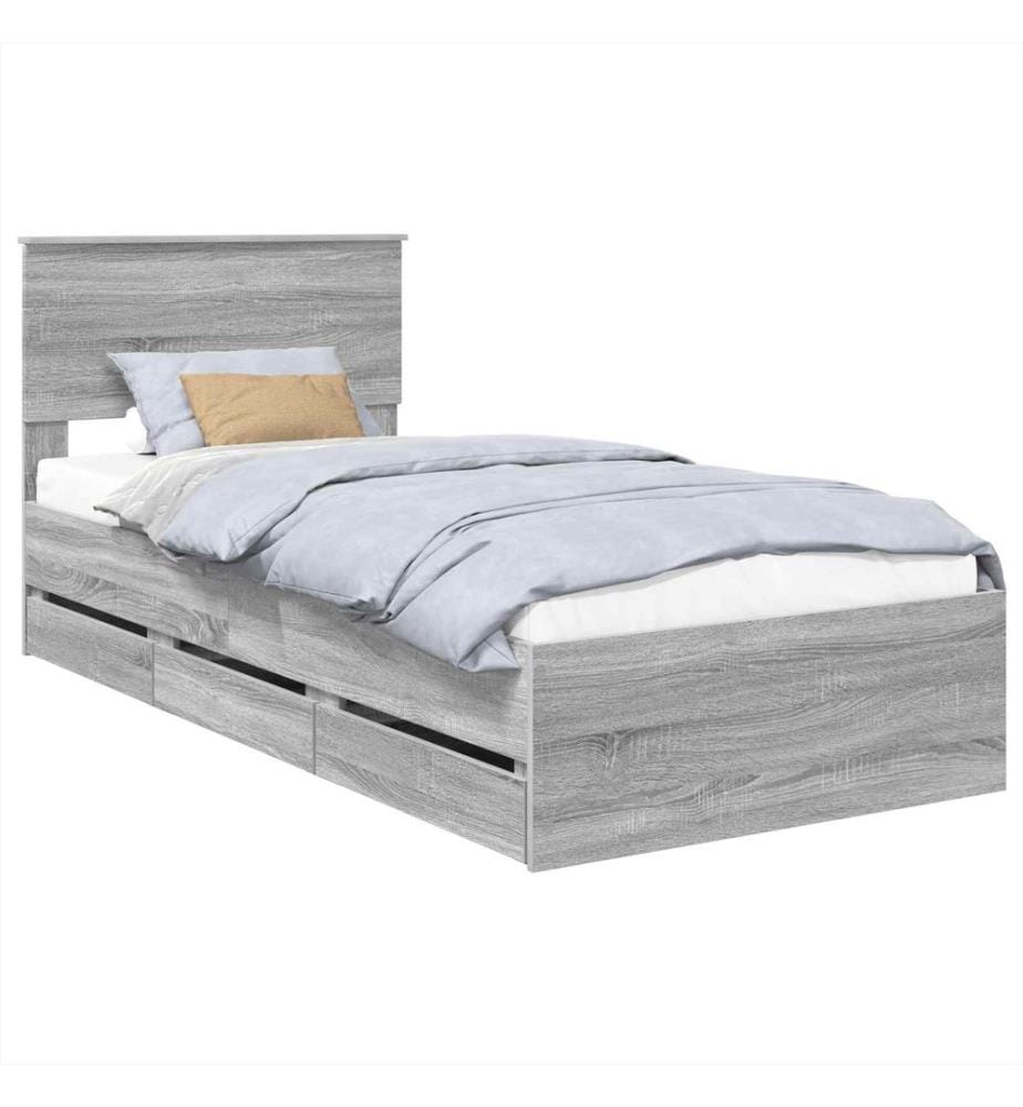 Cadre de lit Gris Sonoma 90 x 190 cm Bois Ingénierie