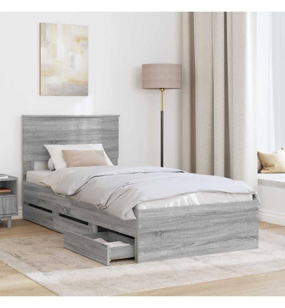 Cadre de lit Gris Sonoma 90 x 190 cm Bois Ingénierie