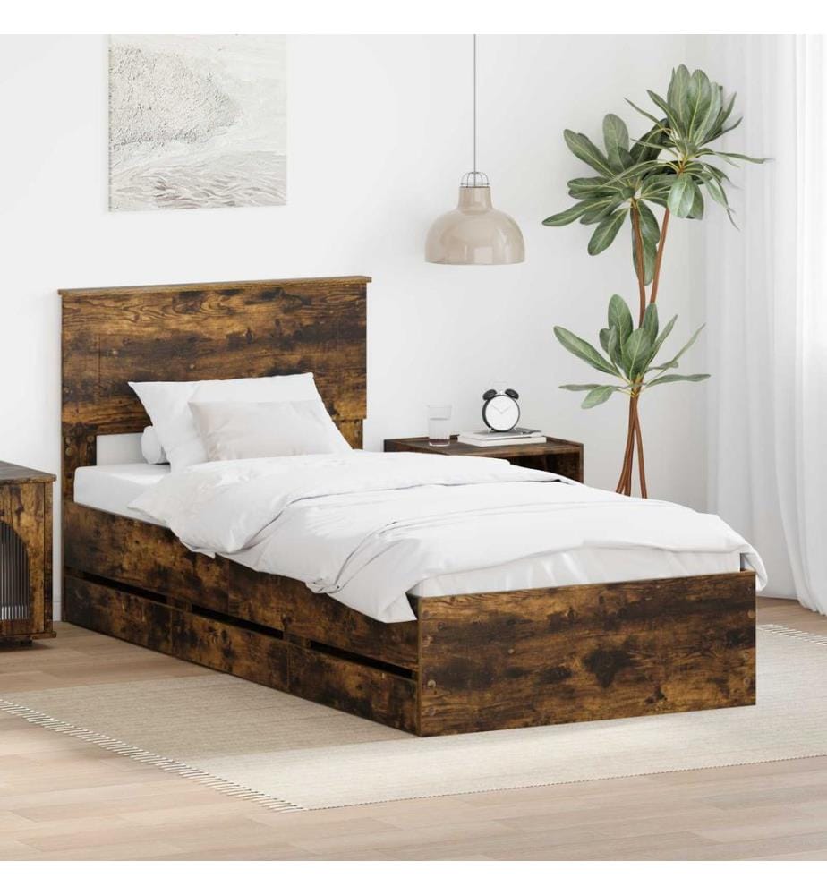 Bettrahmen Geräucherte Eiche 90 x 200 cm Ingenieurs Holz