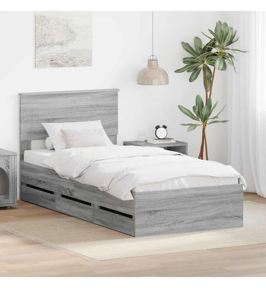 Cadre de lit Gris Sonoma 90 x 200 cm Bois Ingénierie