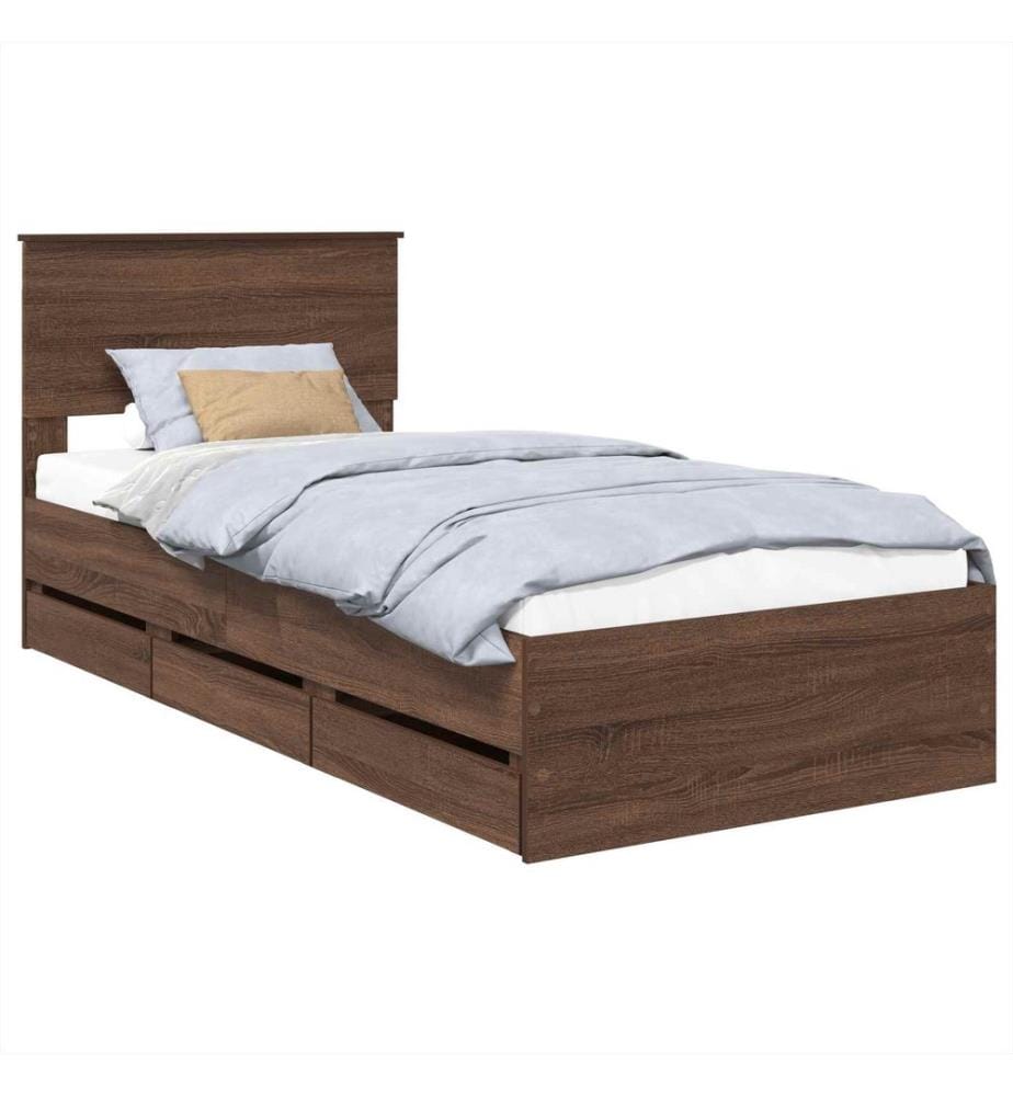 Bettrahmen Braun Eichen-Optik 75 x 190 cm Ingenieurs Holz