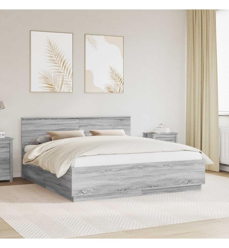 Cadre de lit Gris Sonoma 180 x 200 cm Bois d'ingénierie