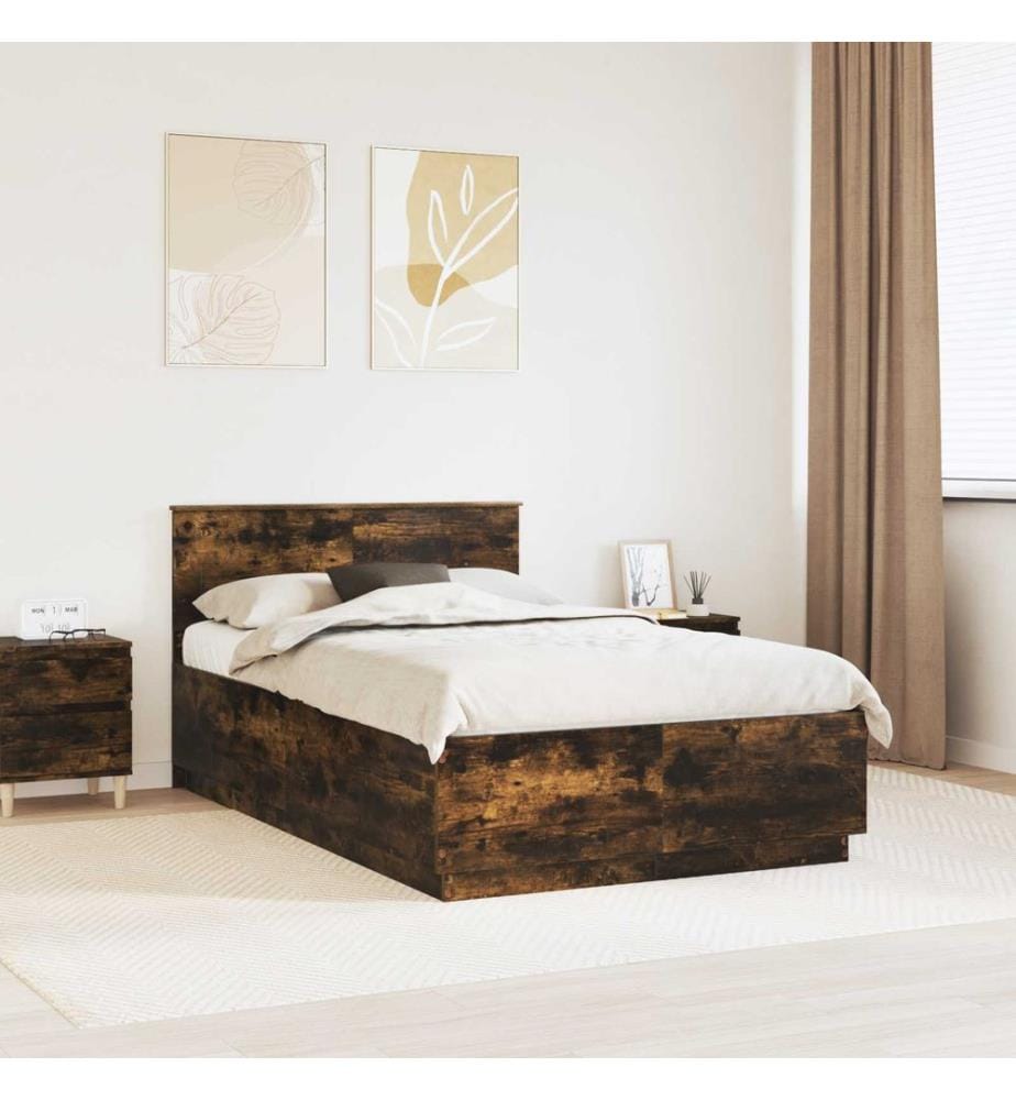 Bettrahmen Geräucherte Eiche 135 x 190 cm Holzwerkstoff