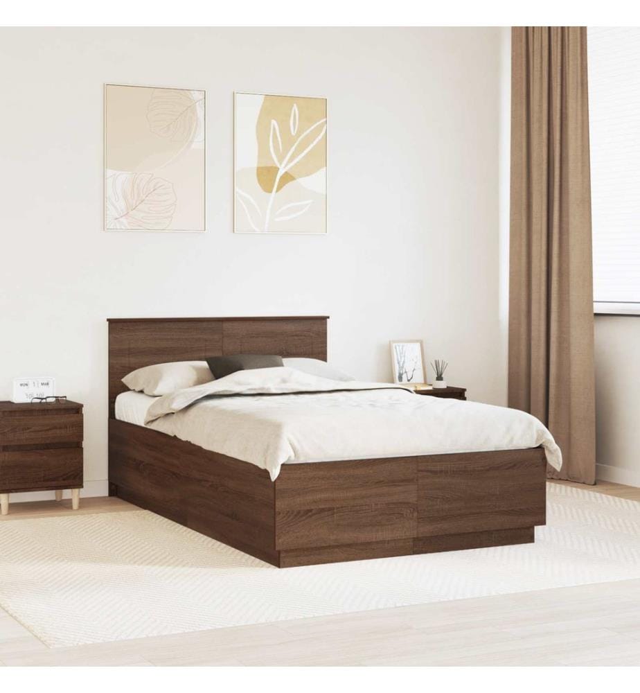 Bettrahmen Braun Eichen-Optik 135 x 190 cm Holzwerkstoff