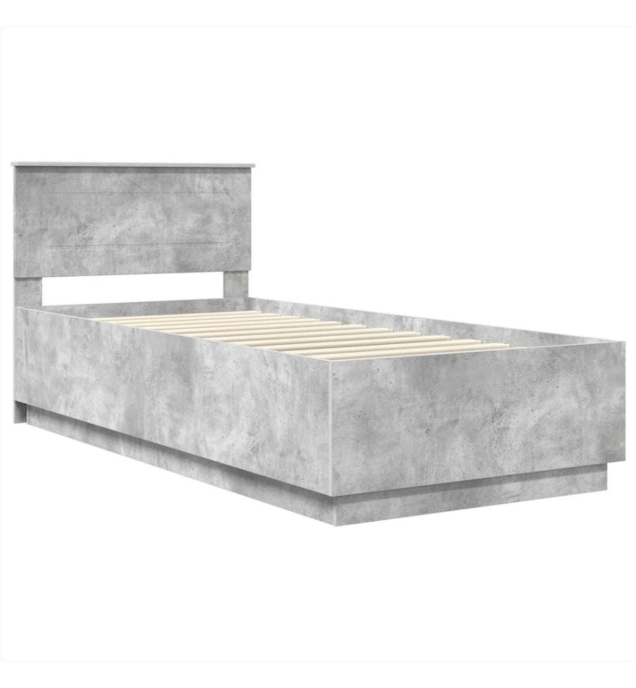 Cadre de lit Gris béton 90 x 190 cm Bois d'ingénierie