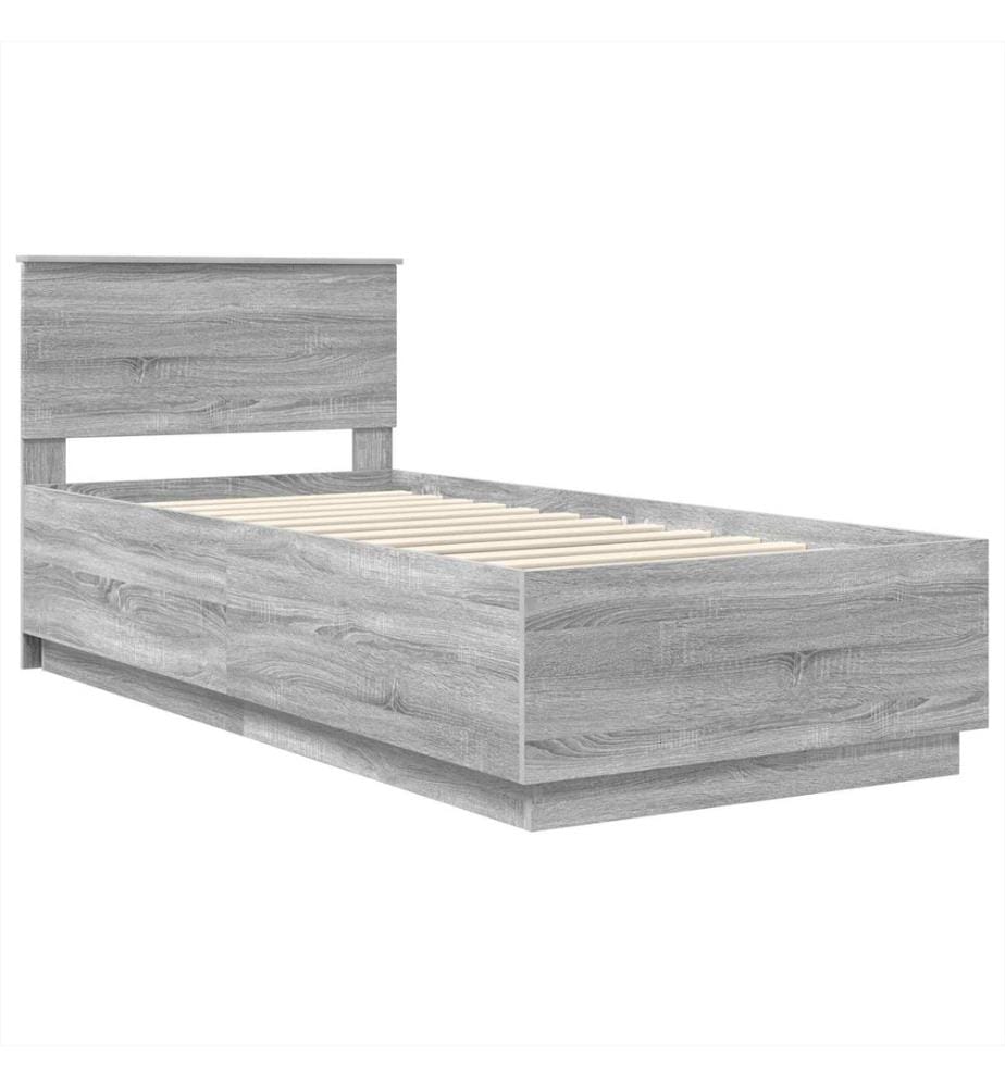 Cadre de lit Gris Sonoma 90 x 190 cm Bois d'ingénierie