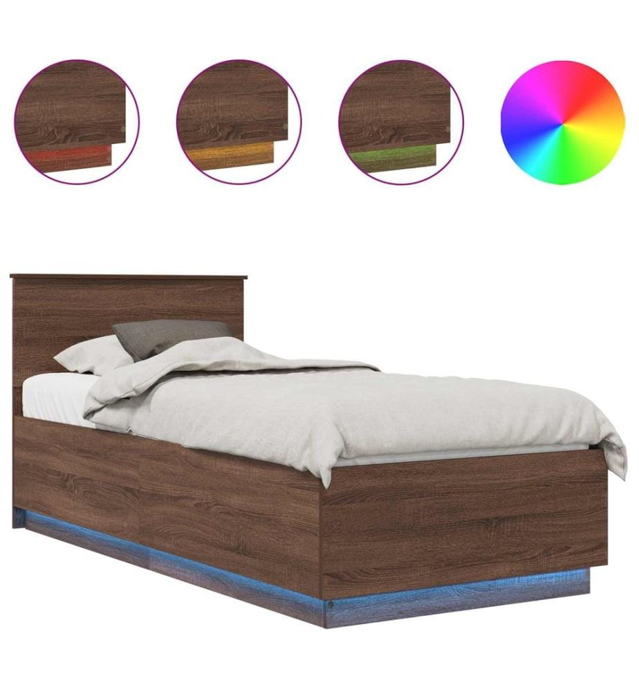 Bettrahmen Braun Eichen-Optik 70 x 190 cm Holzwerkstoff
