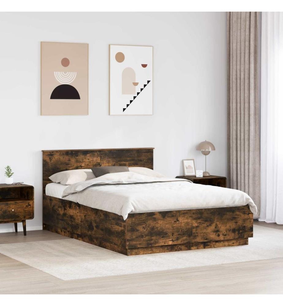 Bettrahmen Geräucherte Eiche 150 x 200 cm Holzwerkstoff