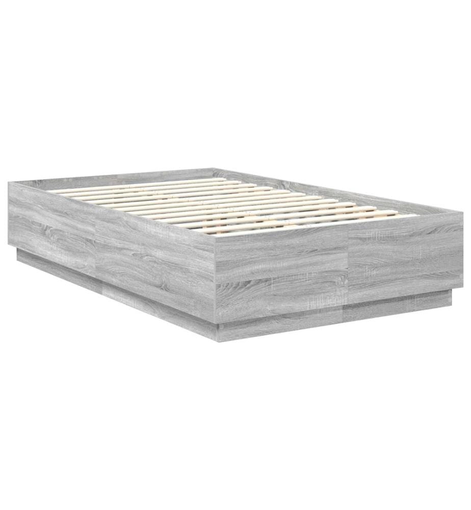 Cadre de lit Gris Sonoma 135 x 190 cm Bois d'ingénierie