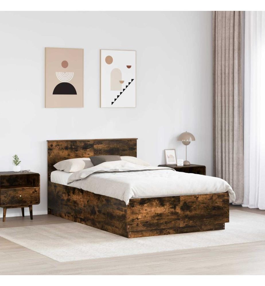 Bettrahmen Geräucherte Eiche 120 x 190 cm Holzwerkstoff
