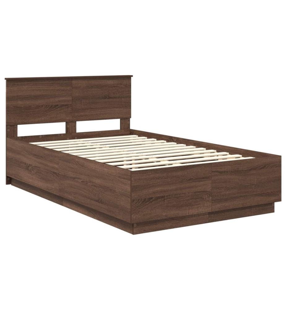 Bettrahmen Braun Eichen-Optik 120 x 190 cm Holzwerkstoff