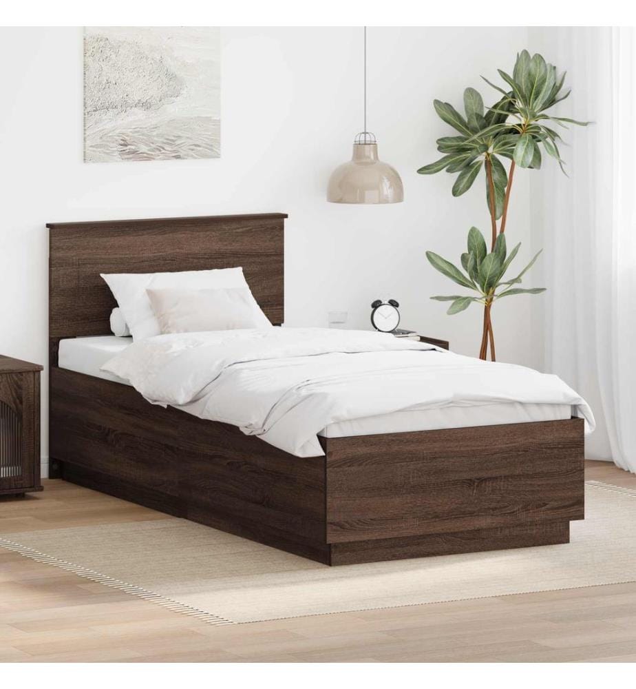 Bettrahmen Braun Eichen-Optik 90 x 190 cm Holzwerkstoff