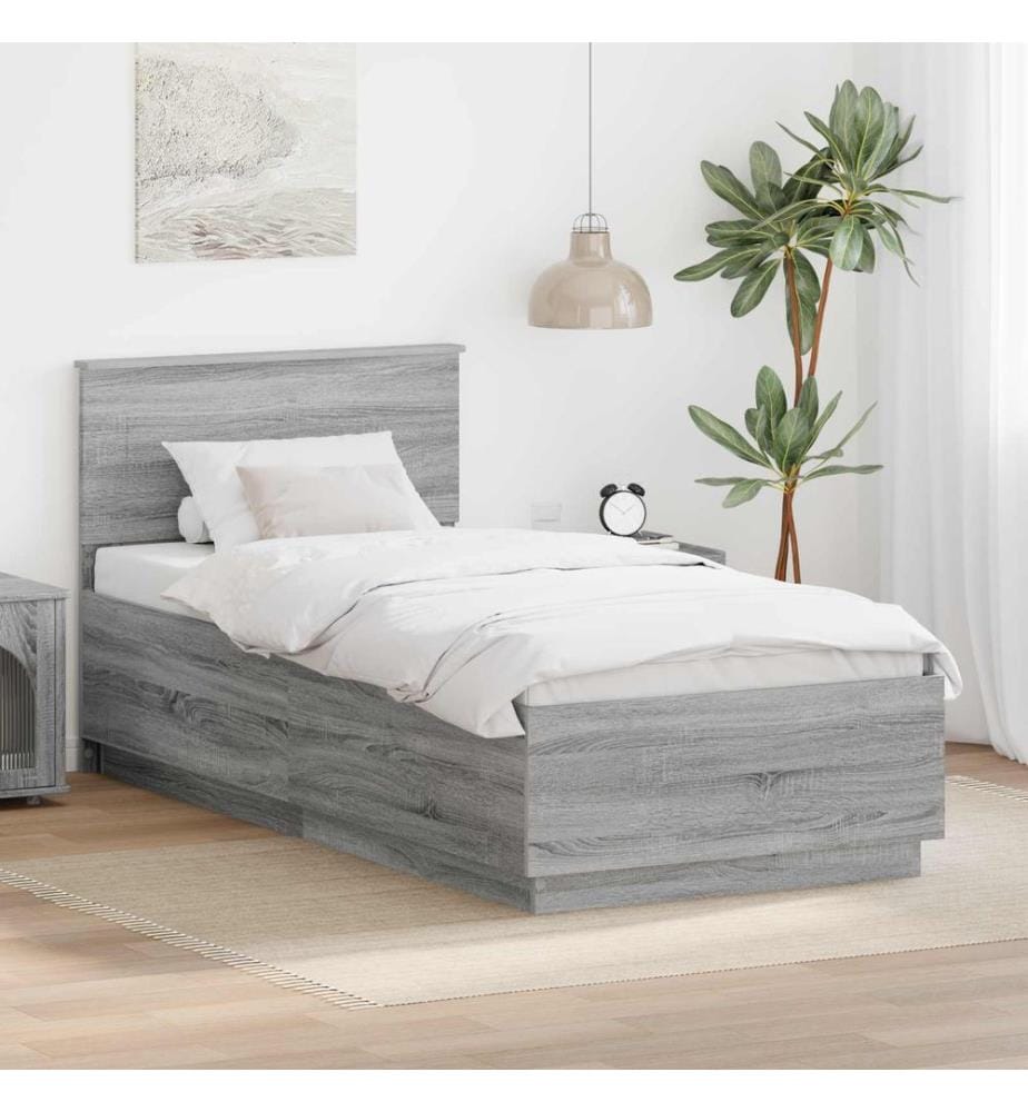 Cadre de lit Gris Sonoma 90 x 200 cm Bois d'ingénierie