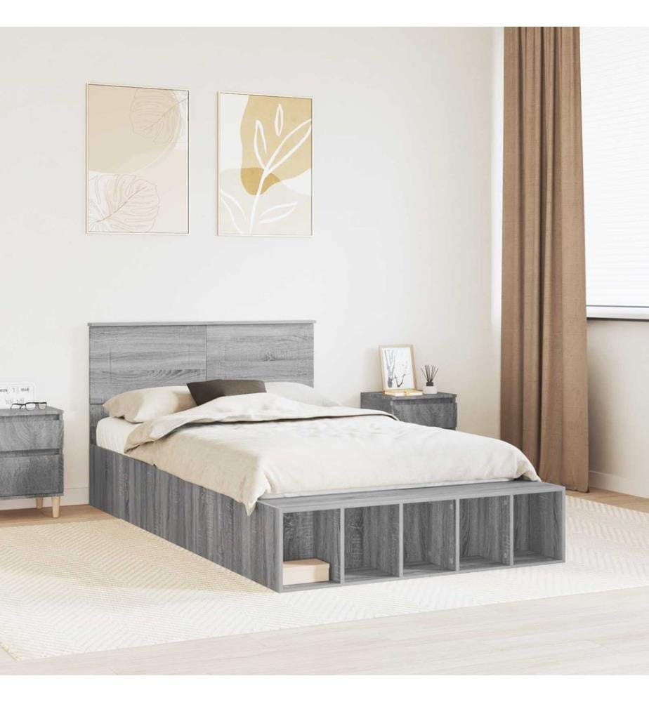 Cadre de lit Gris Sonoma 120 x 190 cm Bois d'ingénierie