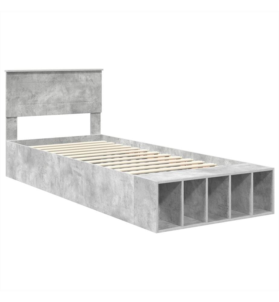 Cadre de lit Gris béton 90 x 190 cm Bois d'ingénierie