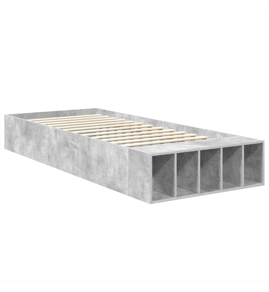 Cadre de lit Gris béton 90 x 190 cm Bois d'ingénierie