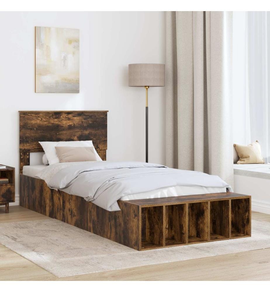 Bettrahmen Geräucherte Eiche 90 x 190 cm Holzwerkstoff