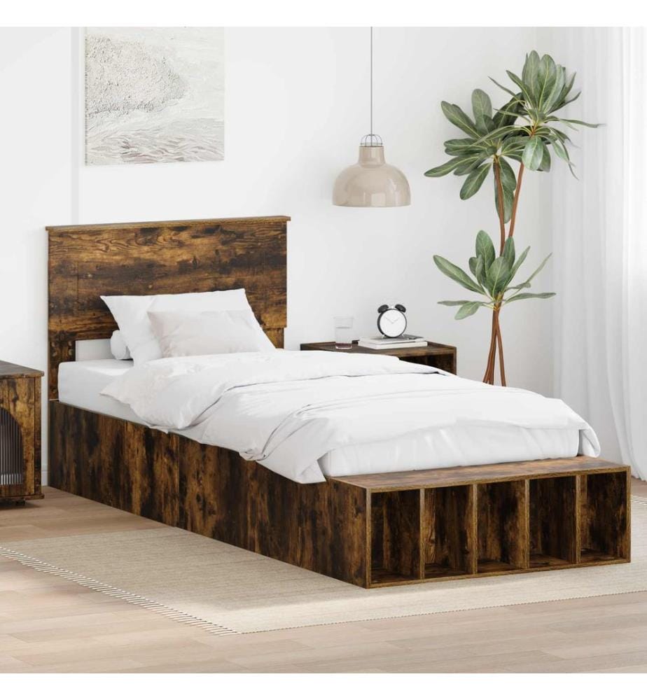 Bettrahmen Geräucherte Eiche 75 x 190 cm Holzwerkstoff