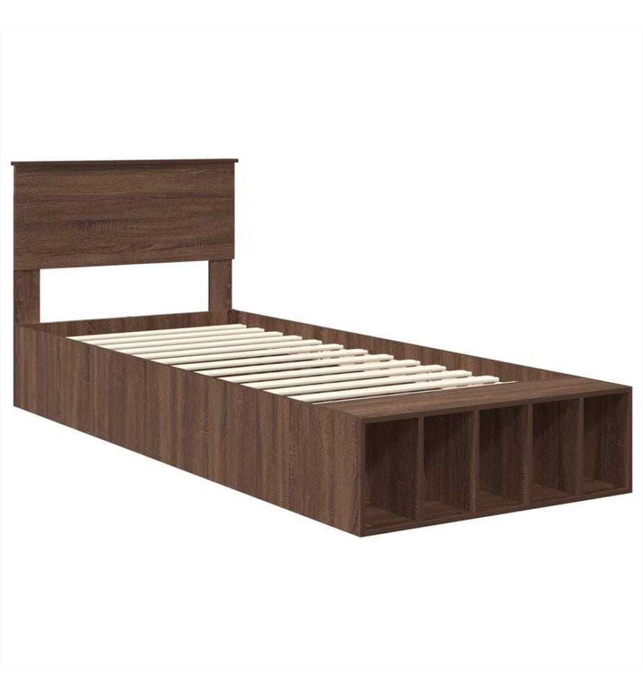 Bettrahmen Braun Eichen-Optik 75 x 190 cm Holzwerkstoff