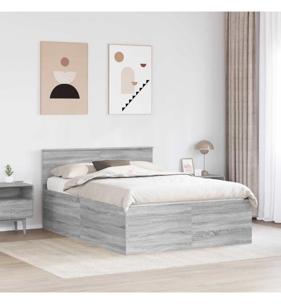 Cadre de lit Gris Sonoma 150 x 200 cm Bois d'ingénierie
