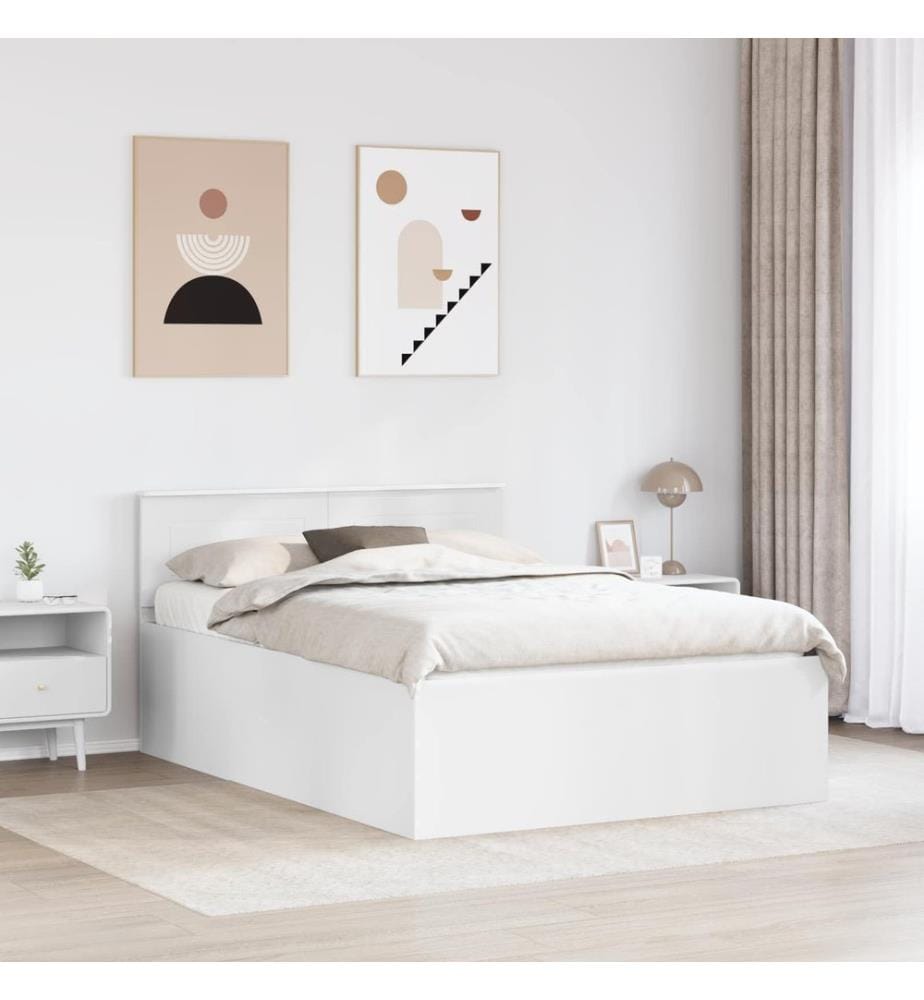 Cadre de lit Blanc 140 x 200 cm Bois d'ingénierie