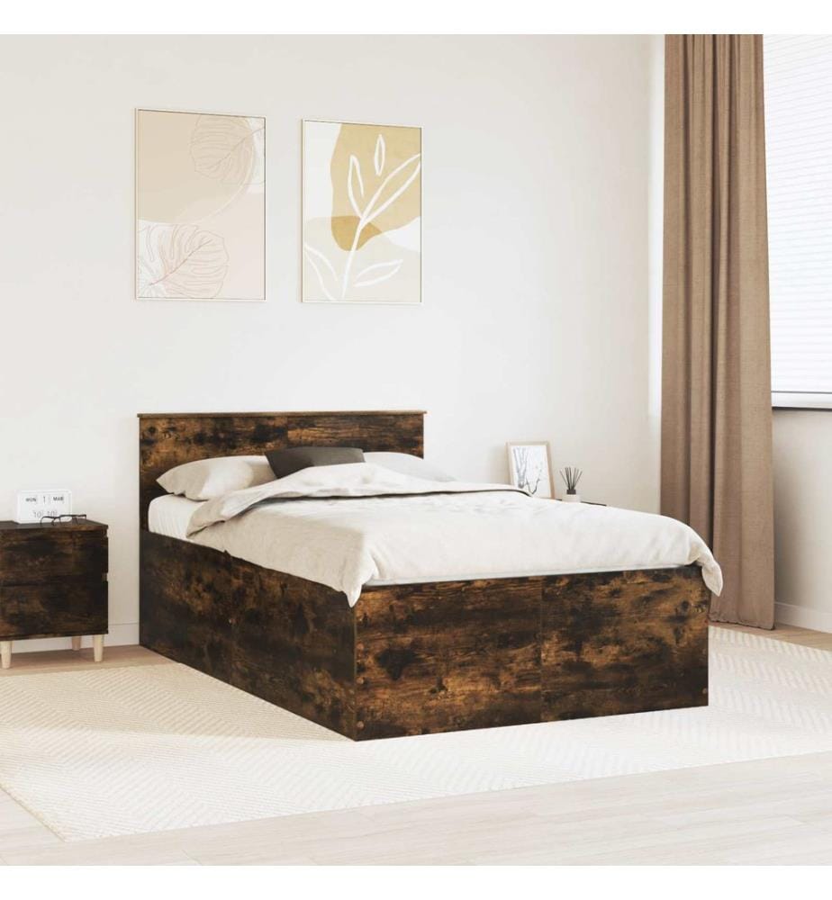 Bettrahmen Geräucherte Eiche 120 x 190 cm Holzwerkstoff