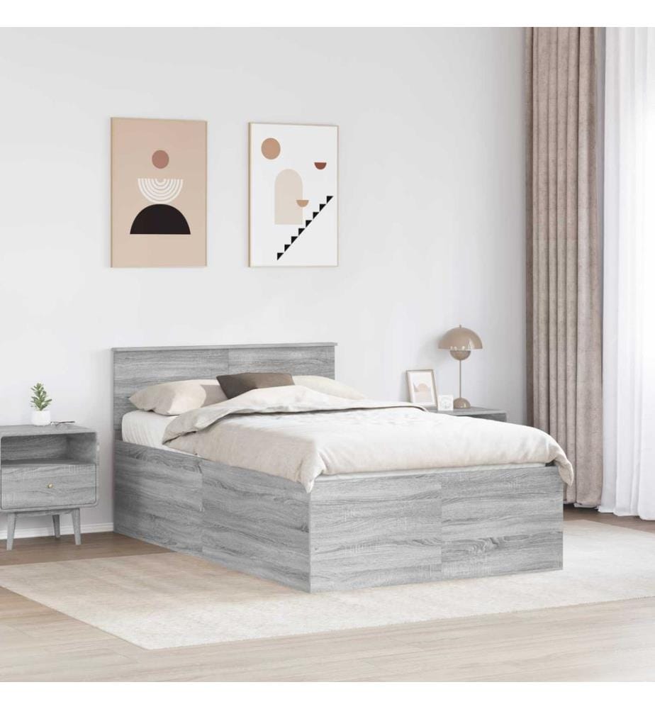 Cadre de lit Gris Sonoma 120 x 190 cm Bois d'ingénierie