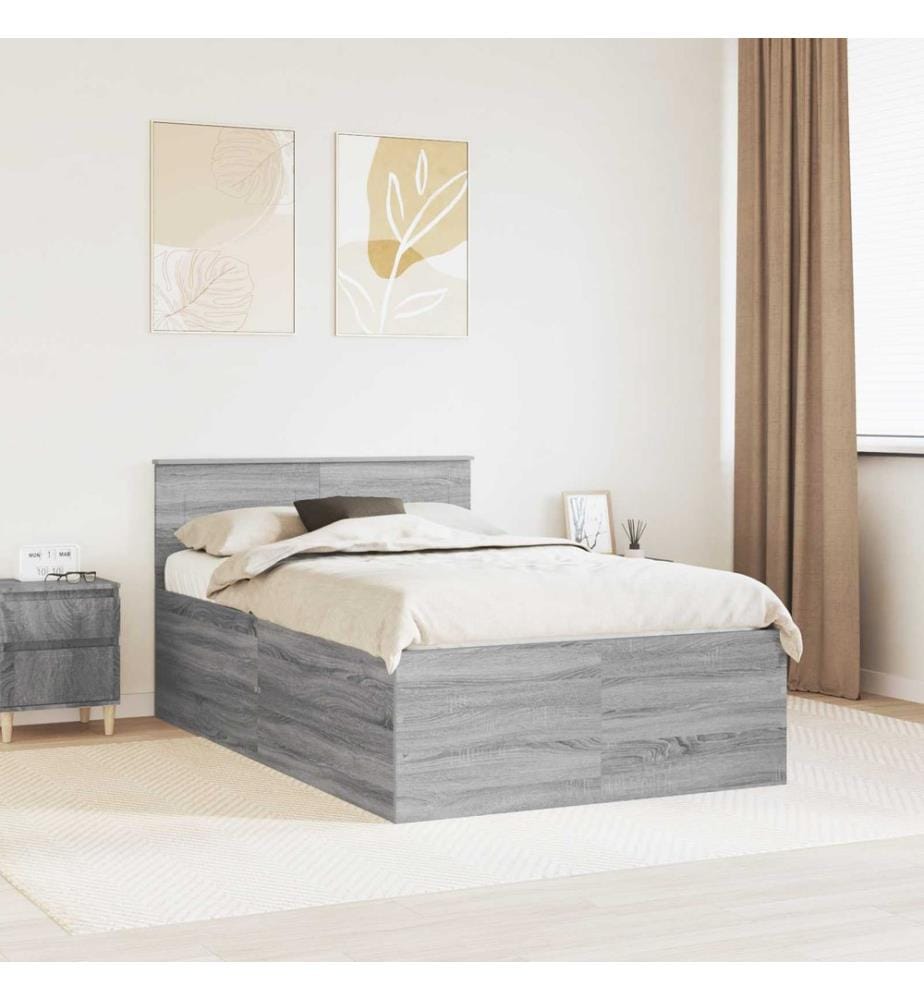 Cadre de lit Gris Sonoma 120 x 200 cm Bois d'ingénierie