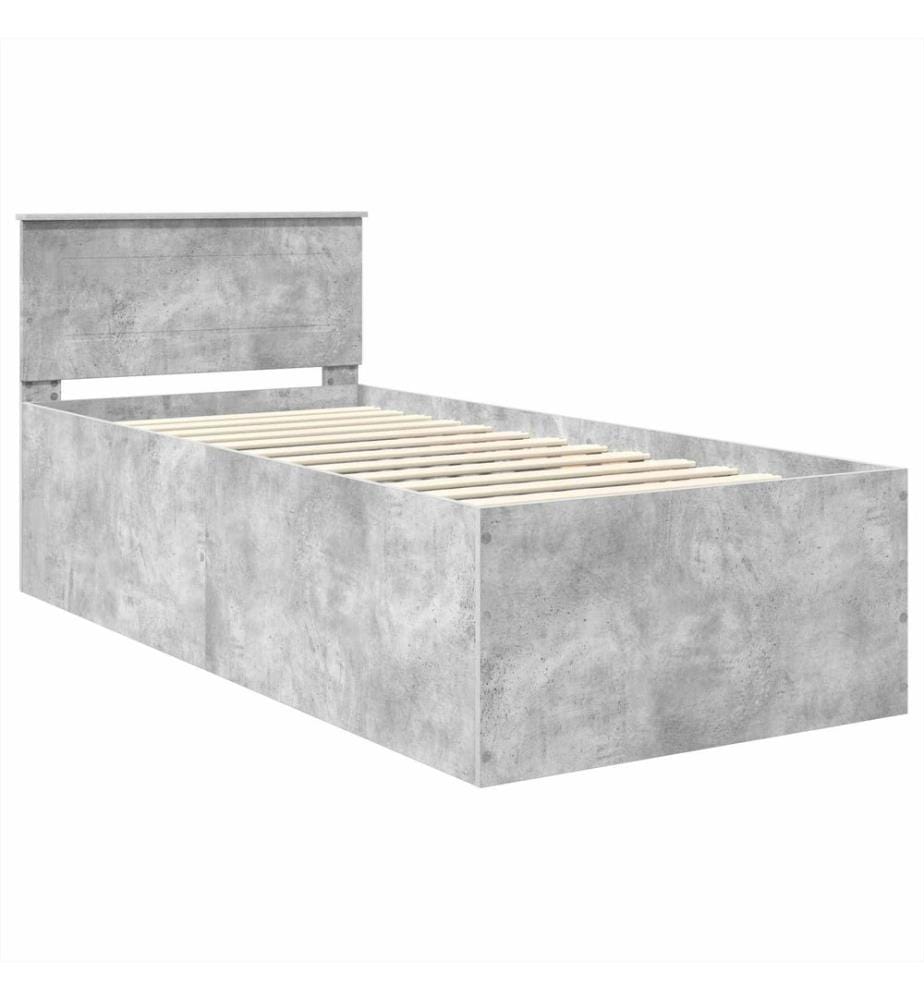 Cadre de lit Gris béton 120 x 200 cm Bois d'ingénierie