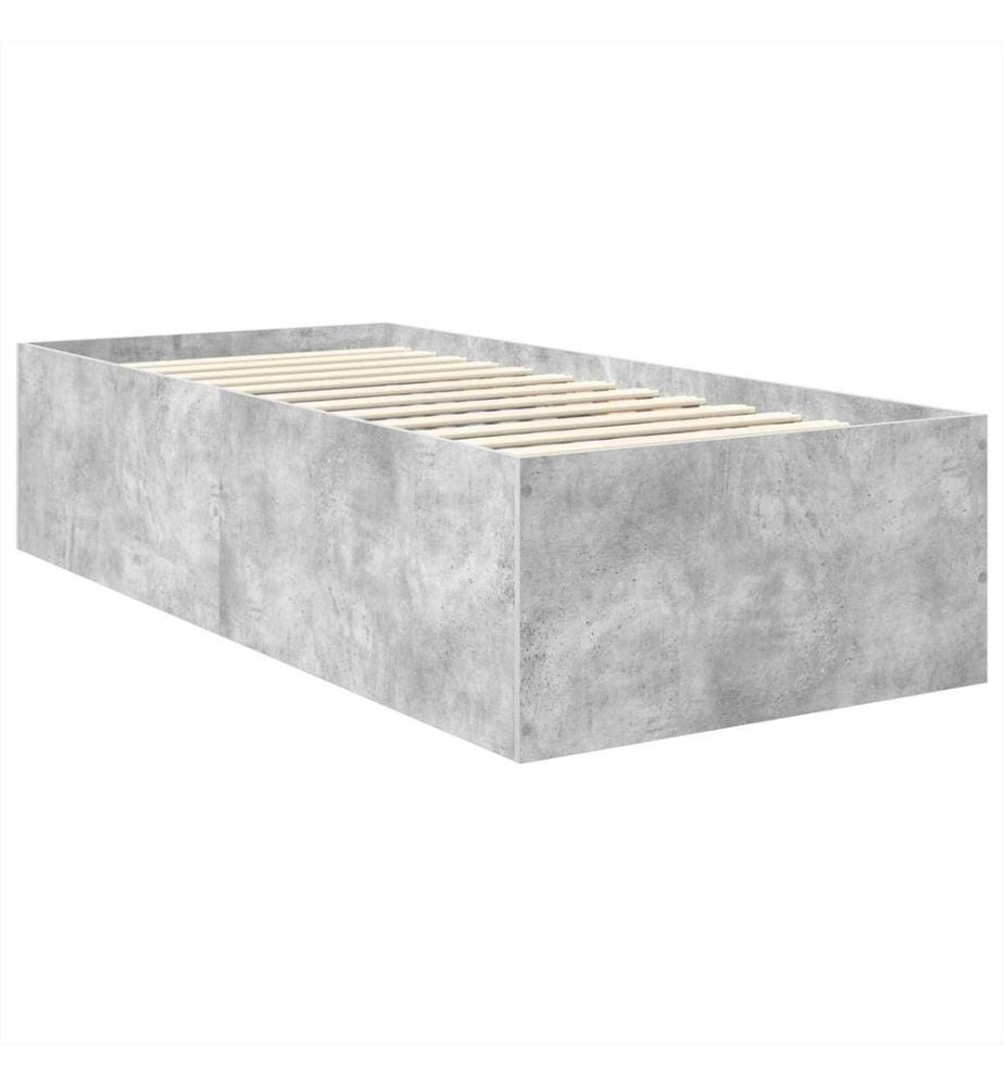 Cadre de lit Gris béton 120 x 200 cm Bois d'ingénierie
