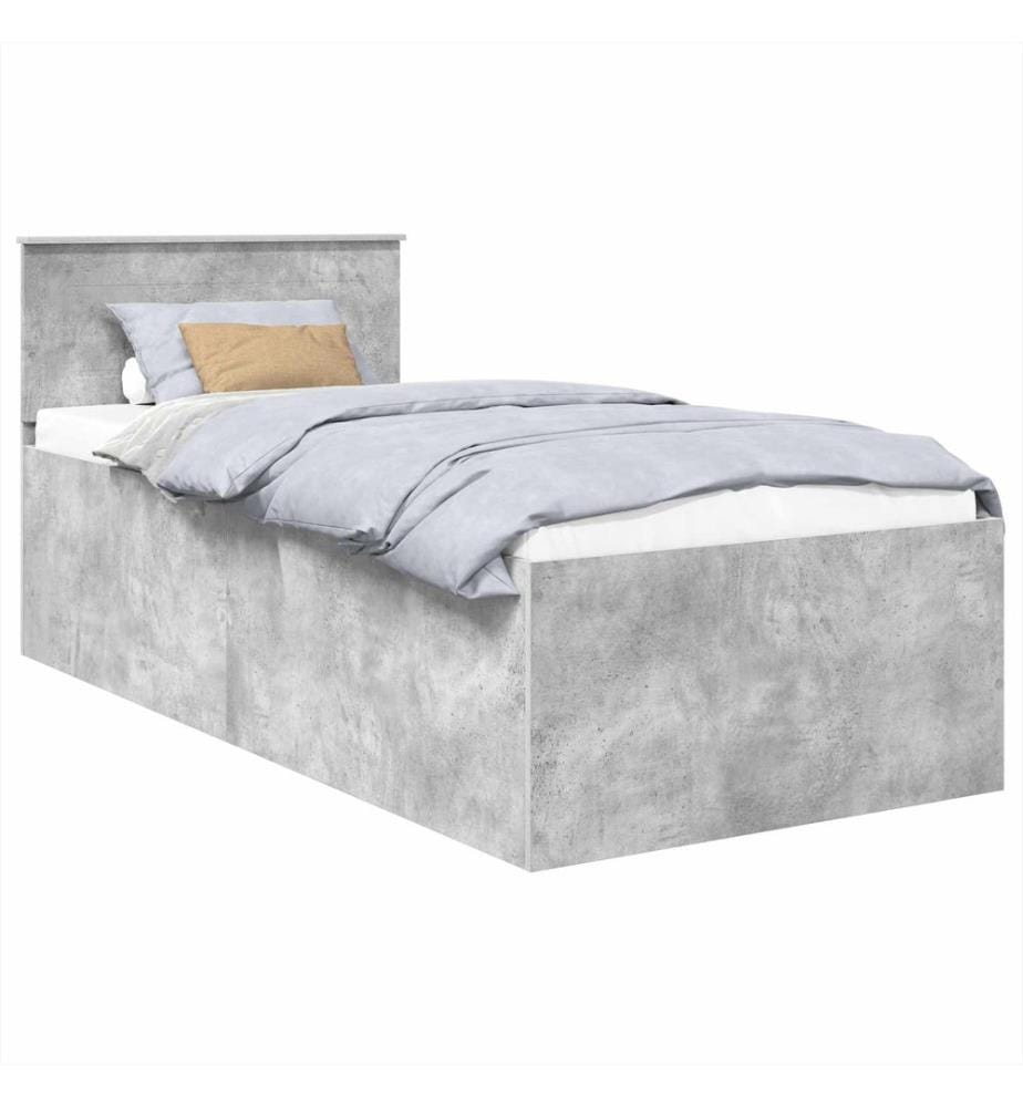 Cadre de lit Gris béton 90 x 190 cm Bois d'ingénierie