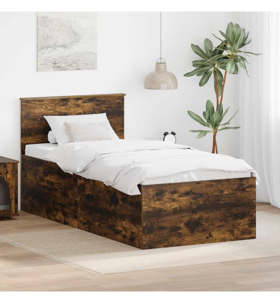 Bettrahmen Geräucherte Eiche 90 x 190 cm Holzwerkstoff