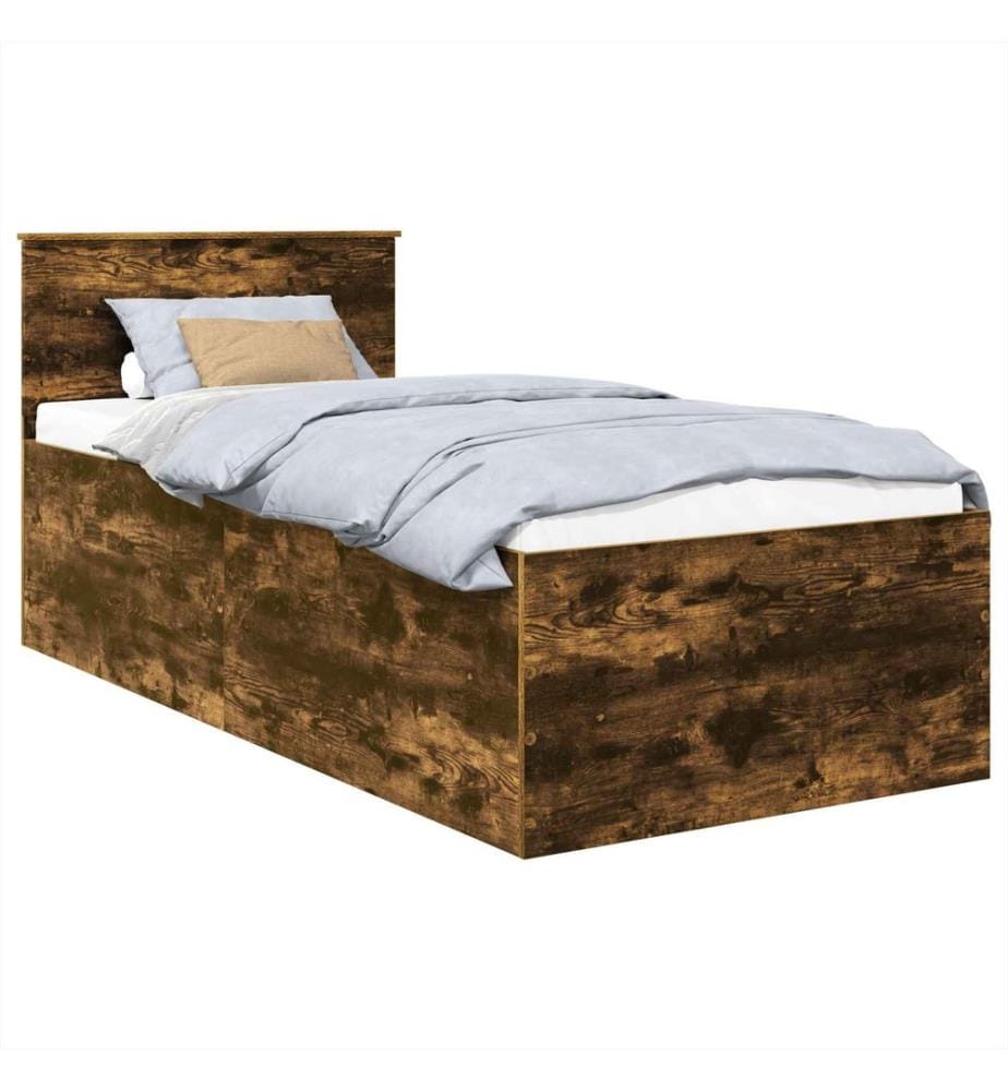 Bettrahmen Geräucherte Eiche 90 x 190 cm Holzwerkstoff