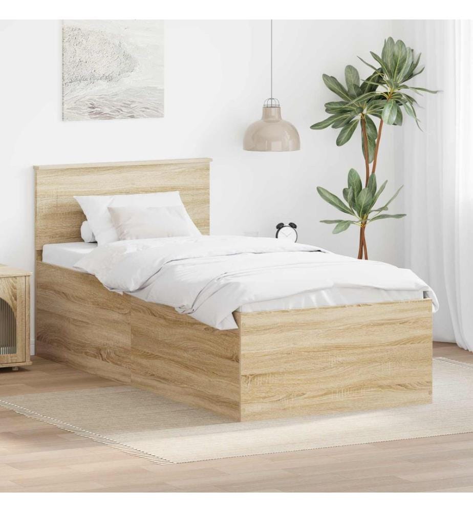 Bettrahmen mit Kopfteil Sonoma-Eiche 90 x 200 cm Holzwerkstoff