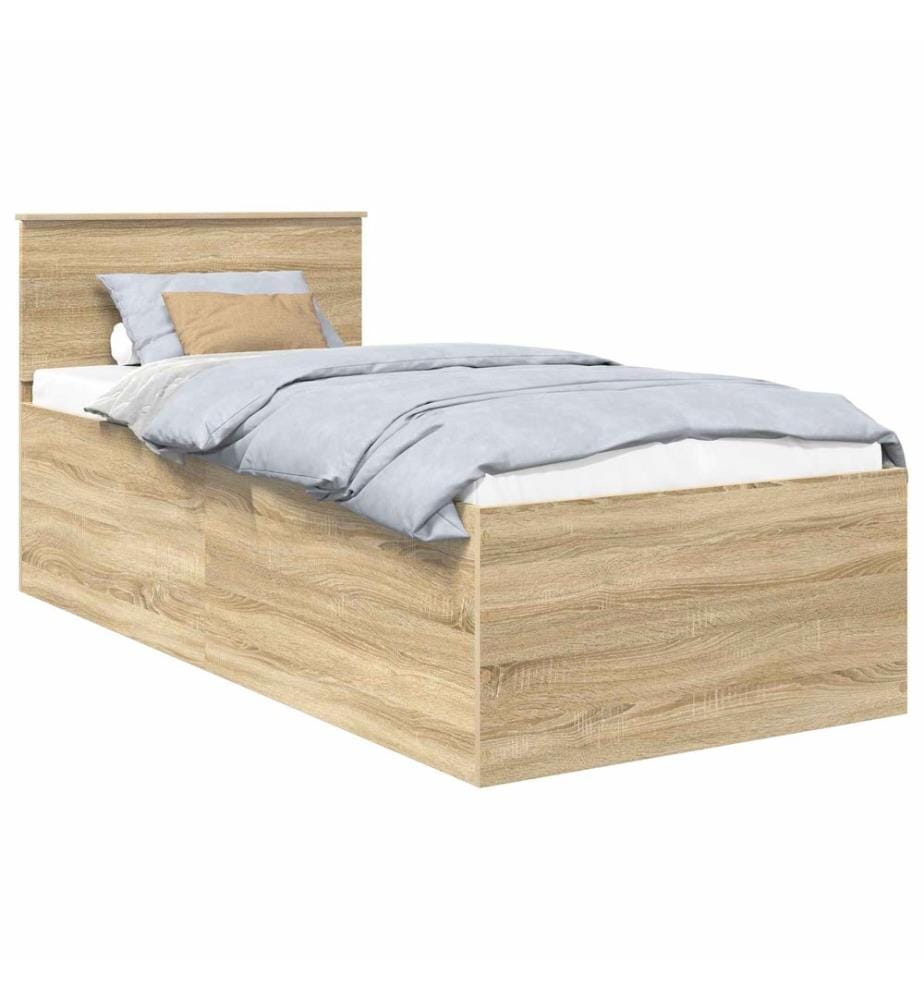 Bettrahmen mit Kopfteil Sonoma-Eiche 90 x 200 cm Holzwerkstoff