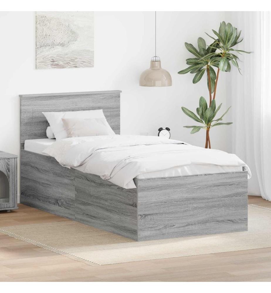 Cadre de lit Gris Sonoma 90 x 200 cm Bois d'ingénierie