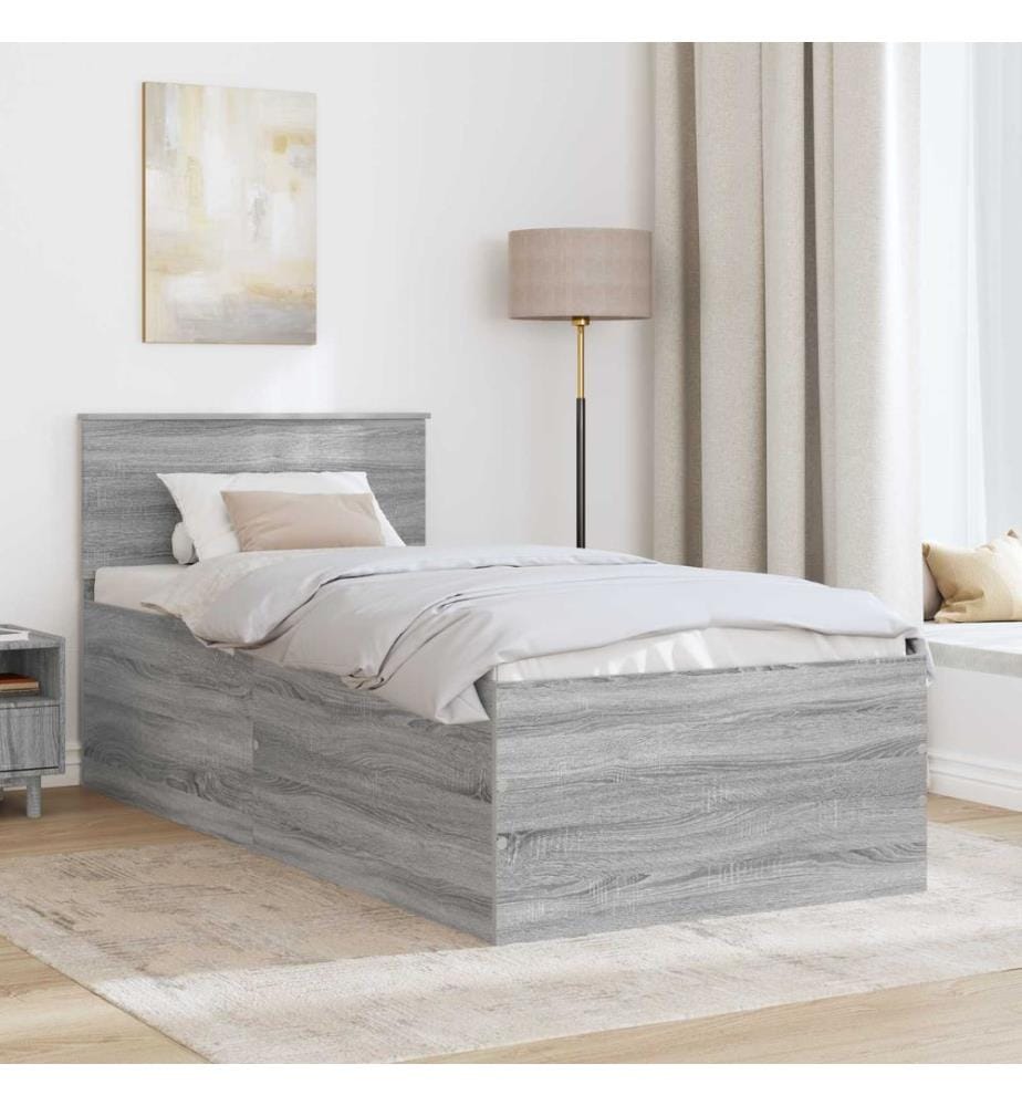 Cadre de lit Gris Sonoma 90 x 200 cm Bois d'ingénierie