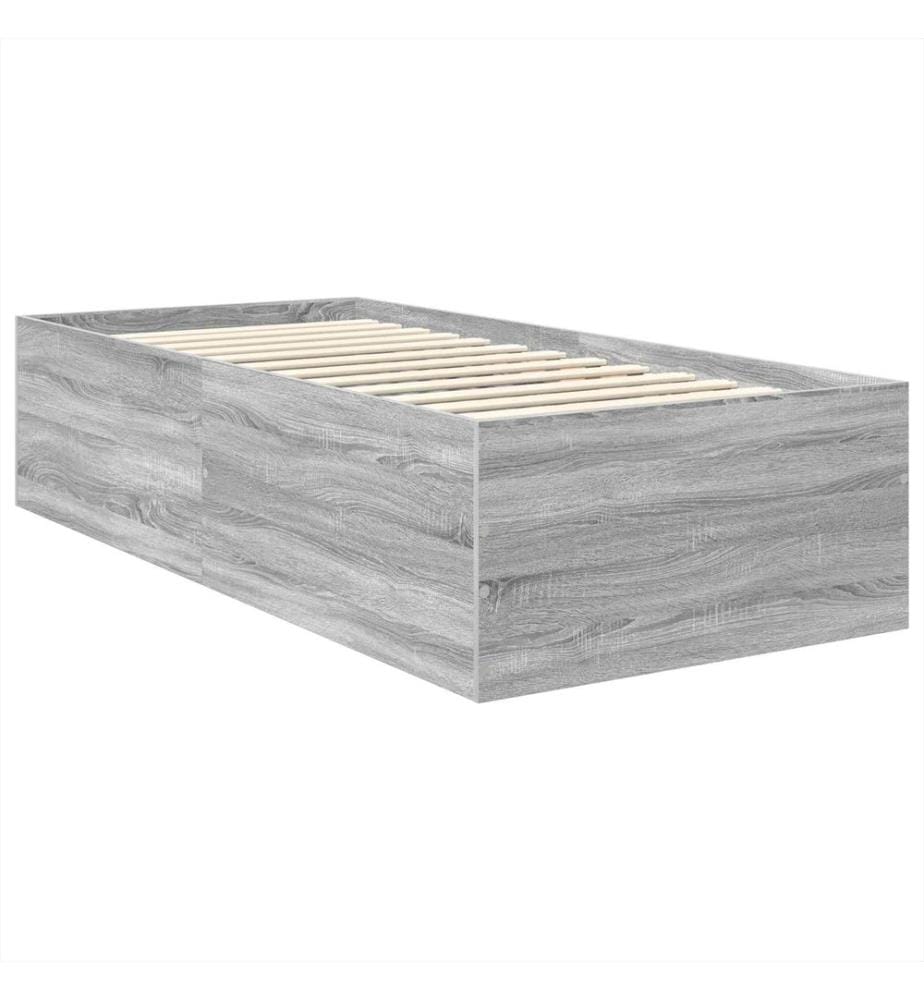Cadre de lit Gris Sonoma 90 x 200 cm Bois d'ingénierie