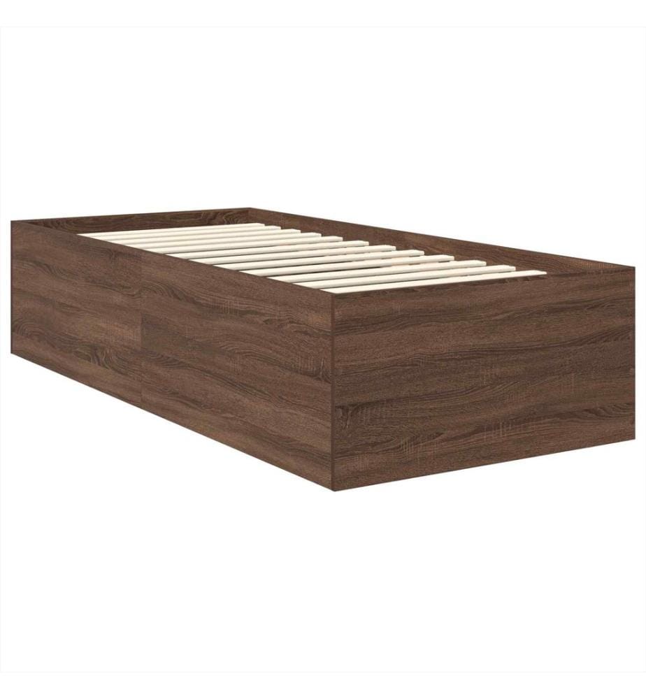 Bettrahmen Braun Eichen-Optik 75 x 190 cm Holzwerkstoff