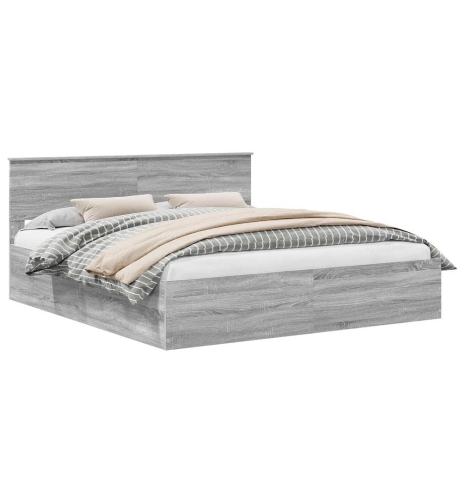 Bettrahmen Graues Sonoma 200 x 200 cm Holzwerkstoff