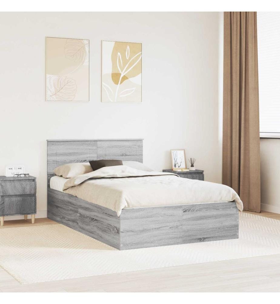 Cadre de lit Gris Sonoma 120 x 190 cm Bois d'ingénierie