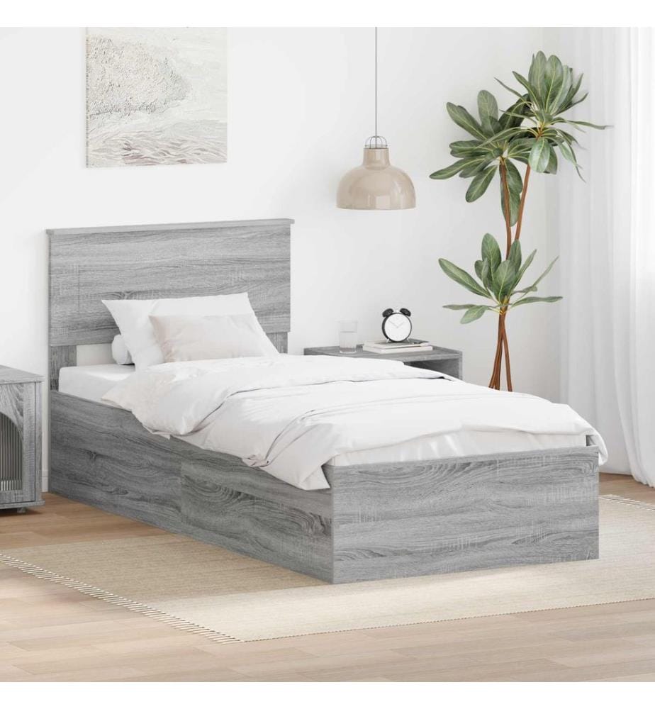 Cadre de lit Gris Sonoma 90 x 200 cm Bois d'ingénierie