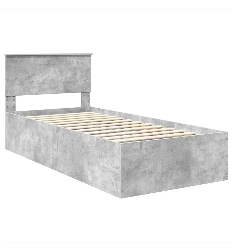 Cadre de lit Gris béton 75 x 190 cm Bois d'ingénierie